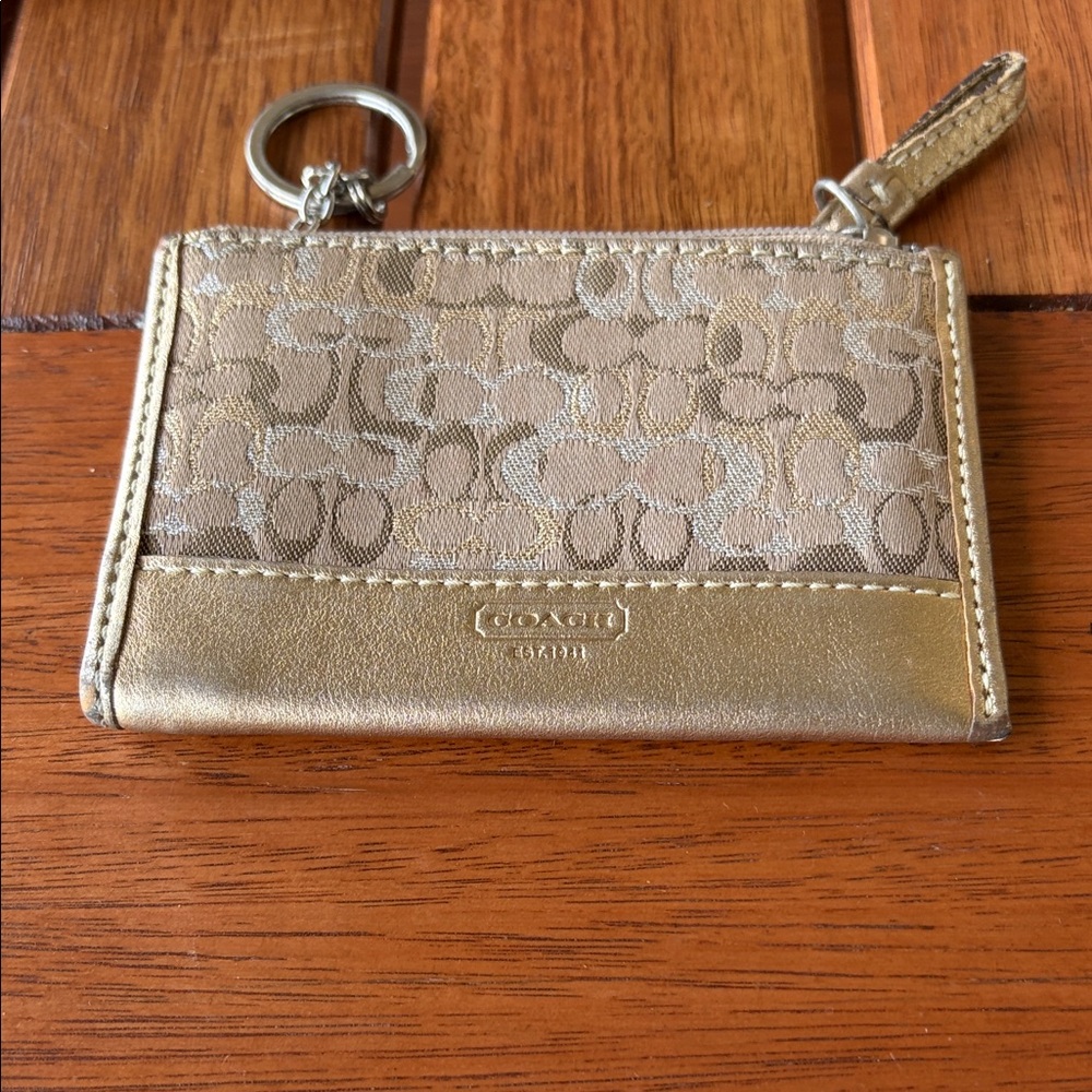 Coach Metallic Gold Key Ring Card Holder